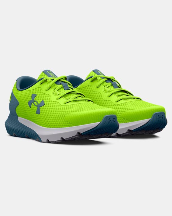 Boys' Grade School UA Charged Rogue 3 Running Shoes, Green, pdpMainDesktop image number 3